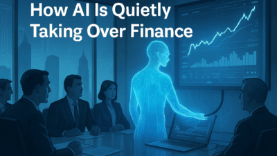 Futuristic image of live metaphysical humanoid represantation of ai in the boardroom